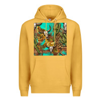 Mustard western bull skull and cactus seamless pattern Premium Hoodie - BundleAndBundleShop