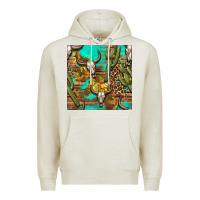 Oatmeal Heather western bull skull and cactus seamless pattern Premium Hoodie - BundleAndBundleShop
