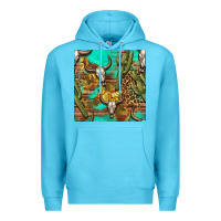 Ocean Blue western bull skull and cactus seamless pattern Premium Hoodie - BundleAndBundleShop