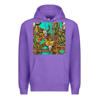 Purple western bull skull and cactus seamless pattern Premium Hoodie - BundleAndBundleShop