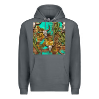 Rock western bull skull and cactus seamless pattern Premium Hoodie - BundleAndBundleShop