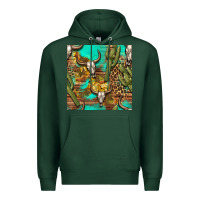 Sports Green western bull skull and cactus seamless pattern Premium Hoodie - BundleAndBundleShop