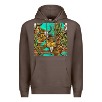 Coffee western bull skull and cactus seamless pattern Premium Hoodie - BundleAndBundleShop