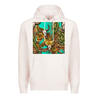 Pale Pink western bull skull and cactus seamless pattern Premium Hoodie - BundleAndBundleShop