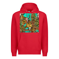 Red western bull skull and cactus seamless pattern Premium Hoodie - BundleAndBundleShop
