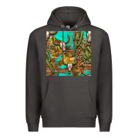 Smoke western bull skull and cactus seamless pattern Premium Hoodie - BundleAndBundleShop