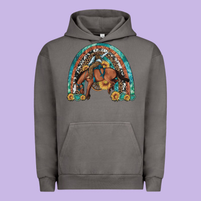 Bucking Bronco Rodeo Rainbow Urban Hoodie Designed By Artiststas