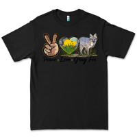 Black Peace Love Gray Fox Premium Tee - LillyAllenDesigns