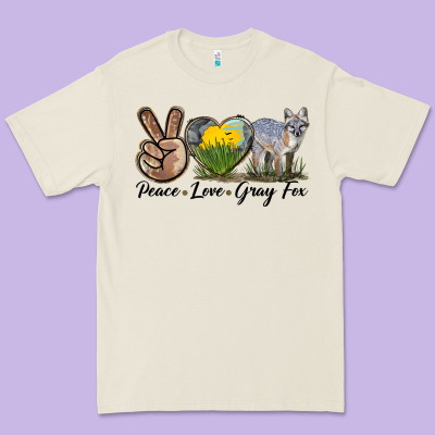Peace Love Gray Fox Premium Tee Designed By Lillyallendesigns