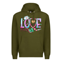 Army Green love nurse Premium Hoodie - BundleAndBundleShop