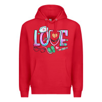 Red love nurse Premium Hoodie - BundleAndBundleShop