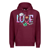 Burgundy love nurse Premium Hoodie - BundleAndBundleShop