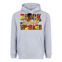 Heather Grey black social worker Heavyweight Hoodie - texasbilliewilder