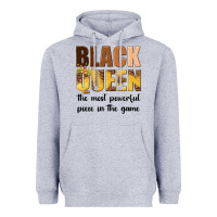 Heather Grey black queen the most powerful piece in the game Heavyweight Hoodie - texasbilliewilder