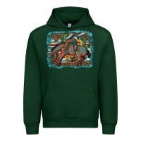 Forest Green bucking bronco cowboy rodeo cactus and sunflowers Urban Hoodie - Artiststas