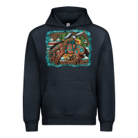 Navy bucking bronco cowboy rodeo cactus and sunflowers Urban Hoodie - Artiststas