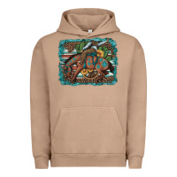 Pigment Burro bucking bronco cowboy rodeo cactus and sunflowers Urban Hoodie - Artiststas