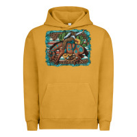 Pigment Peanut Butter bucking bronco cowboy rodeo cactus and sunflowers Urban Hoodie - Artiststas
