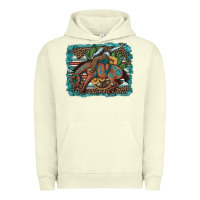 Pigment Pistachio bucking bronco cowboy rodeo cactus and sunflowers Urban Hoodie - Artiststas