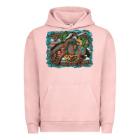 Pigment Salmon bucking bronco cowboy rodeo cactus and sunflowers Urban Hoodie - Artiststas