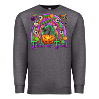 Charcoal Heather Trick or Treat Halloween Rainbow Premium Sweatshirt - texasbilliewilder
