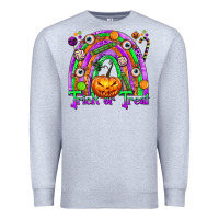 Heather Grey Trick or Treat Halloween Rainbow Premium Sweatshirt - texasbilliewilder
