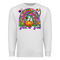 Oatmeal Heather Trick or Treat Halloween Rainbow Premium Sweatshirt - texasbilliewilder