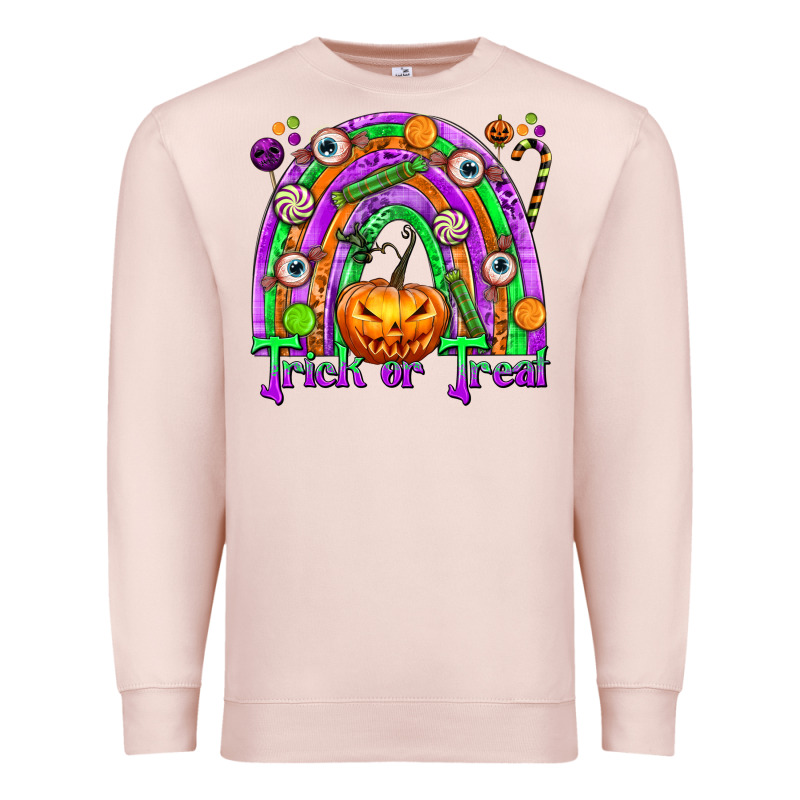 Trick Or Treat Halloween Rainbow Premium Sweatshirt by texasbilliewilder | Teevron
