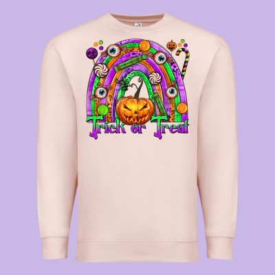 Trick Or Treat Halloween Rainbow Premium Sweatshirt Designed By Texasbilliewilder
