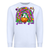 White Trick or Treat Halloween Rainbow Premium Sweatshirt - texasbilliewilder