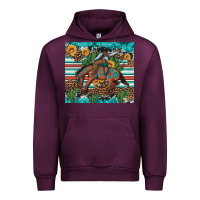 Mauve Wine bucking bronco cowboy rodeo cactus and sunflowers Urban Hoodie - Artiststas