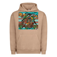 Pigment Burro bucking bronco cowboy rodeo cactus and sunflowers Urban Hoodie - Artiststas