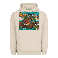 Pigment French Oak bucking bronco cowboy rodeo cactus and sunflowers Urban Hoodie - Artiststas