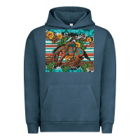 Pigment Midnight Navy bucking bronco cowboy rodeo cactus and sunflowers Urban Hoodie - Artiststas