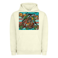 Pigment Pistachio bucking bronco cowboy rodeo cactus and sunflowers Urban Hoodie - Artiststas