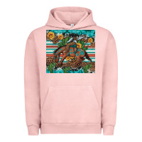Pigment Salmon bucking bronco cowboy rodeo cactus and sunflowers Urban Hoodie - Artiststas