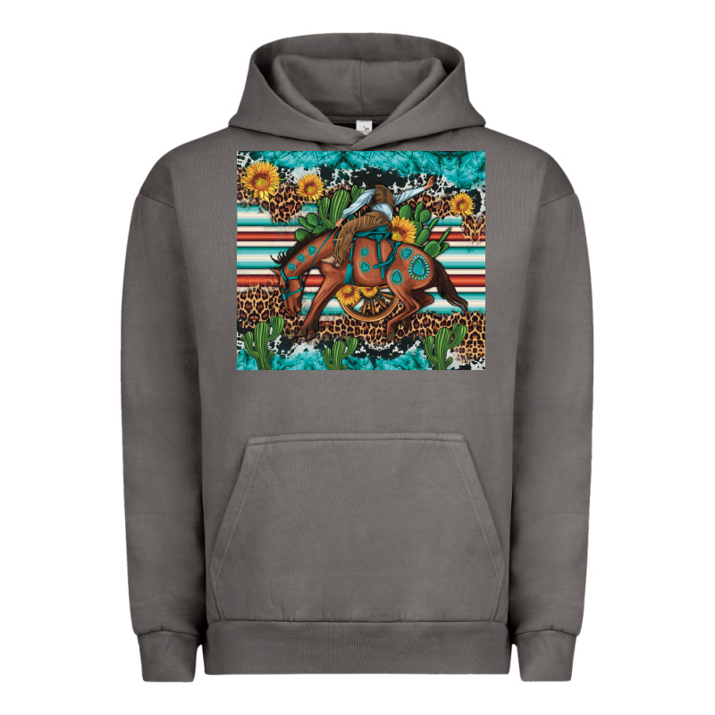 Bucking Bronco Cowboy Rodeo Cactus And Sunflowers Urban Hoodie by Artiststas | Teevron