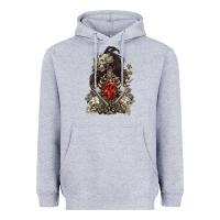 Heather Grey floral skeleton Heavyweight Hoodie - RanaPortraitStore