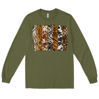 Army Green western animal patterns brushstoke Long Sleeve Tee - BarkalooDesign