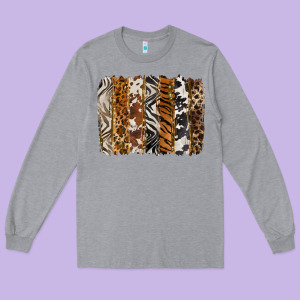 Western Animal Patterns Brushstoke Long Sleeve Tee Designed By Barkaloodesign