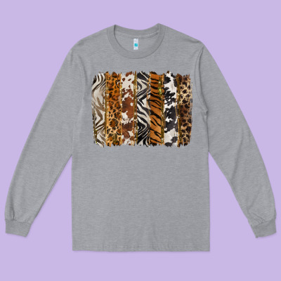 Western Animal Patterns Brushstoke Long Sleeve Tee Designed By Barkaloodesign