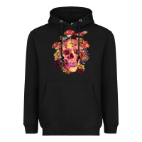 Black Floral skeleton with mushrooms Heavyweight Hoodie - RanaPortraitStore
