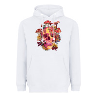 White Floral skeleton with mushrooms Heavyweight Hoodie - RanaPortraitStore