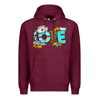 Burgundy love nurse western Premium Hoodie - BundleAndBundleShop