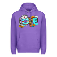Purple love nurse western Premium Hoodie - BundleAndBundleShop