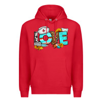 Red love nurse western Premium Hoodie - BundleAndBundleShop