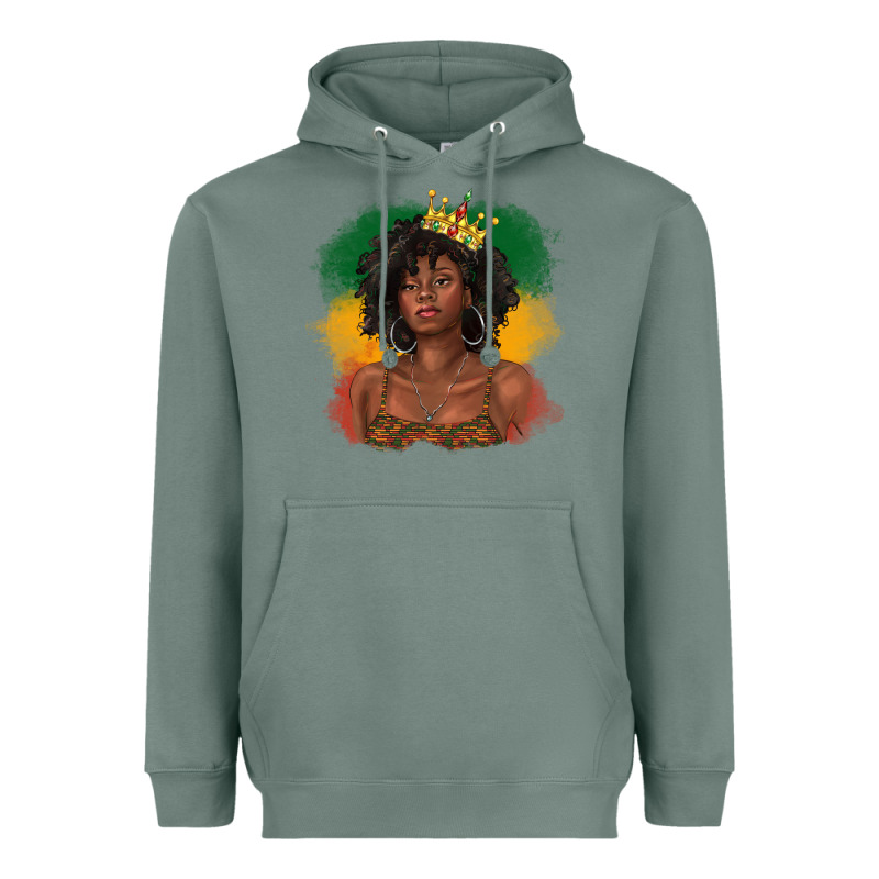 Black Queen With Juneteenth Flag Heavyweight Hoodie by texasbilliewilder | Teevron