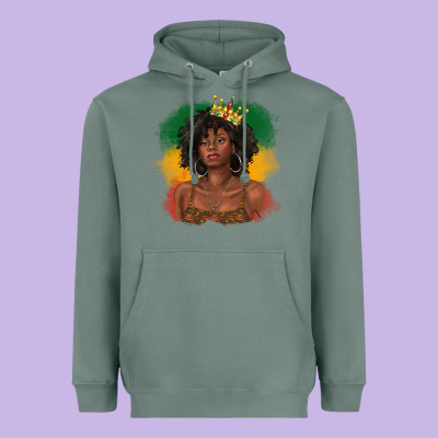 Heavyweight Hoodie black queen with juneteenth flag