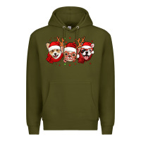 Army Green christmas dogs corgi chihuahua frenchie Premium Hoodie - Jasminsmagicworld