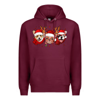 Burgundy christmas dogs corgi chihuahua frenchie Premium Hoodie - Jasminsmagicworld